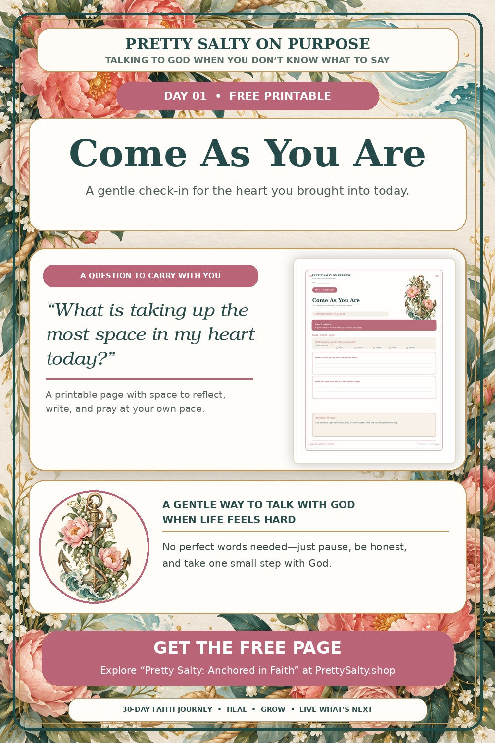 Come As You Are Day 1 free prayer reflection printable